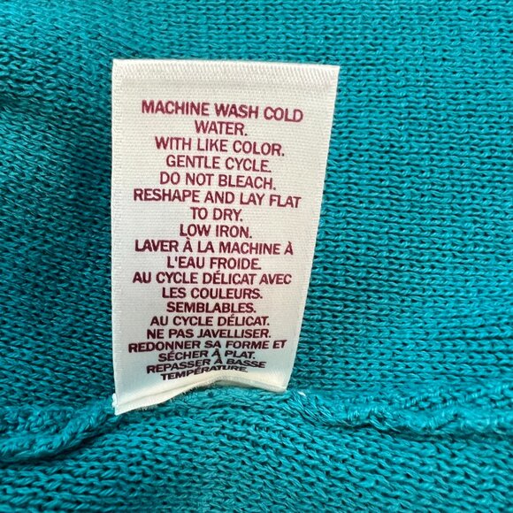 Northern Reflections Teal Cotton Knit Cardigan/Jacket Button Detail Pleats, Sz M - Picture 9 of 12